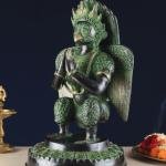 Pure Brass Unique Garuda Dev Statue 17" | Black & Green Antique Tone | Exceptional Centerpiece | 12.7 kg Premium Brass | 10.6" Width & Length | Divine Strength